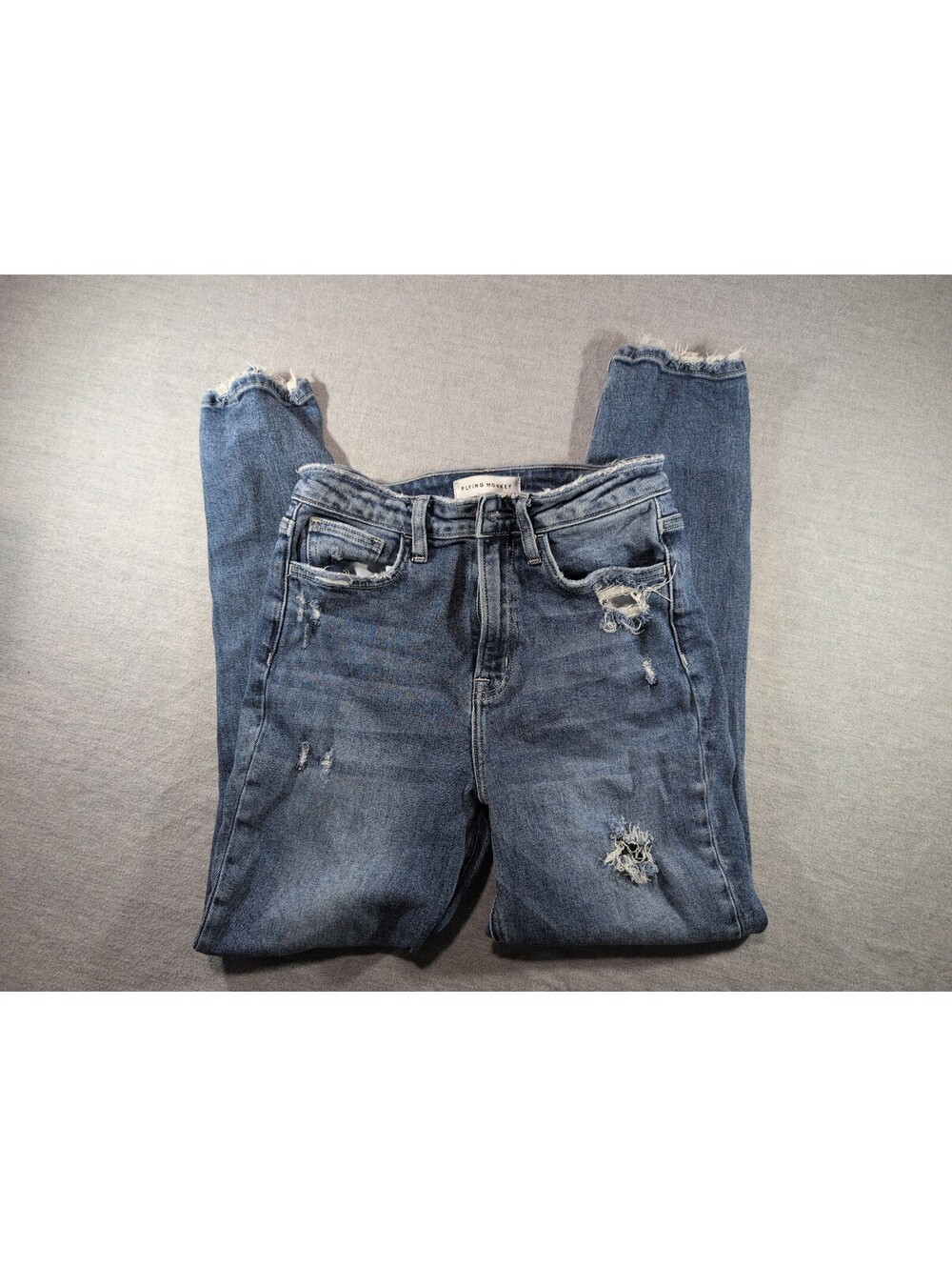 Flying Monkey distressed blue skinny jeans